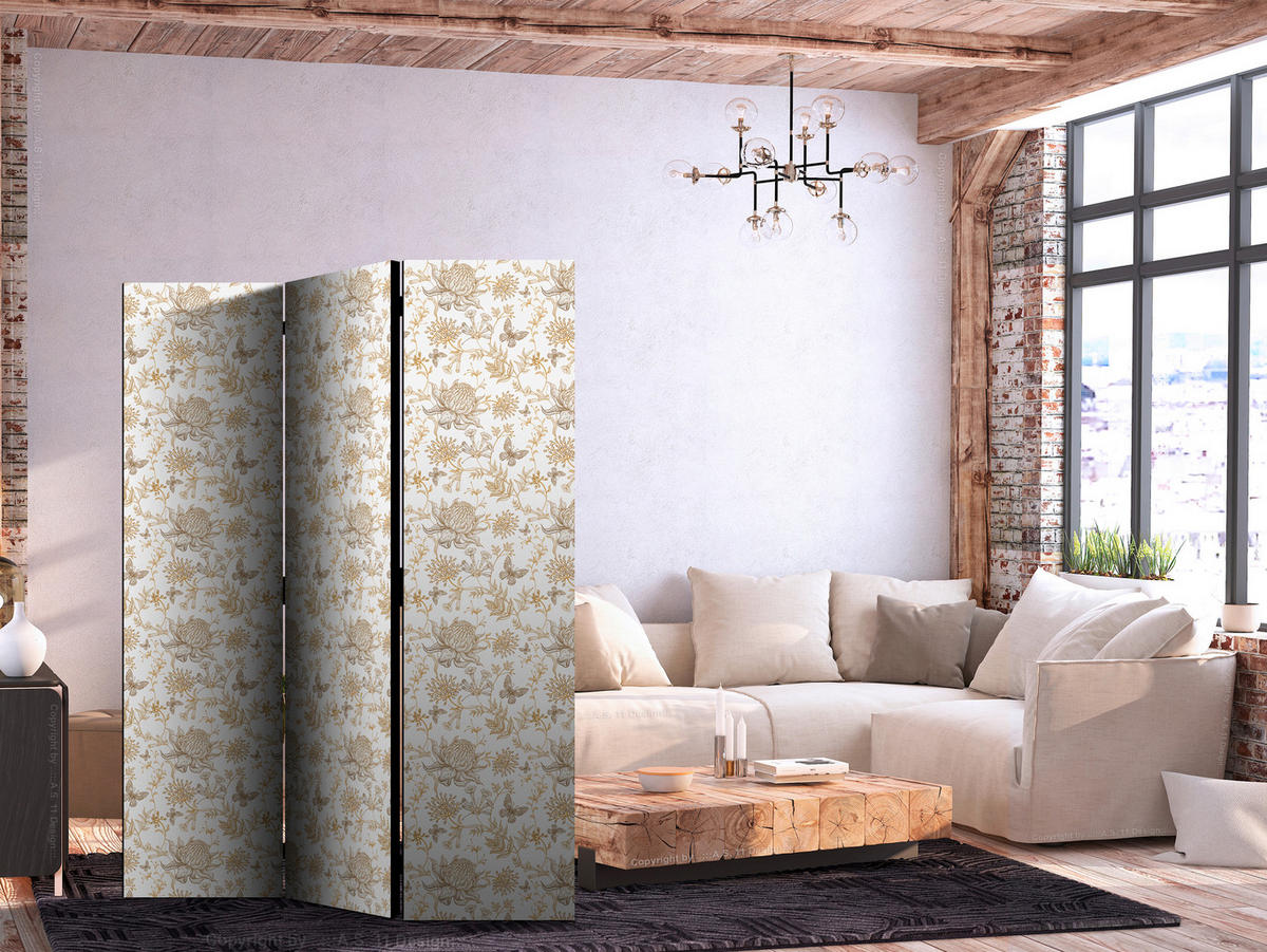 PARAVENT - Hellbraun/Beige, Basics, Textil (135/172/3cm) - artgeist