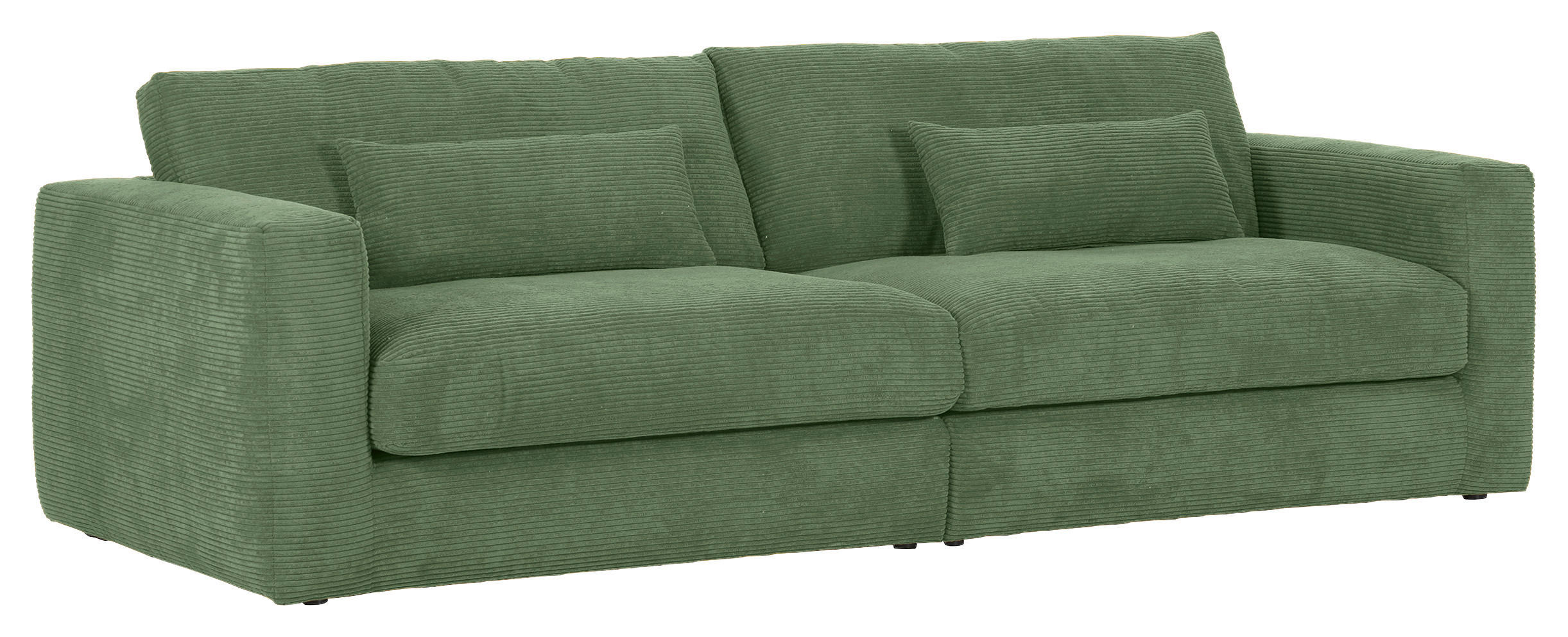 BIGSOFA in Cord Olivgrün  - Schwarz/Olivgrün, KONVENTIONELL, Kunststoff/Textil (260/66/115cm) - MID.YOU