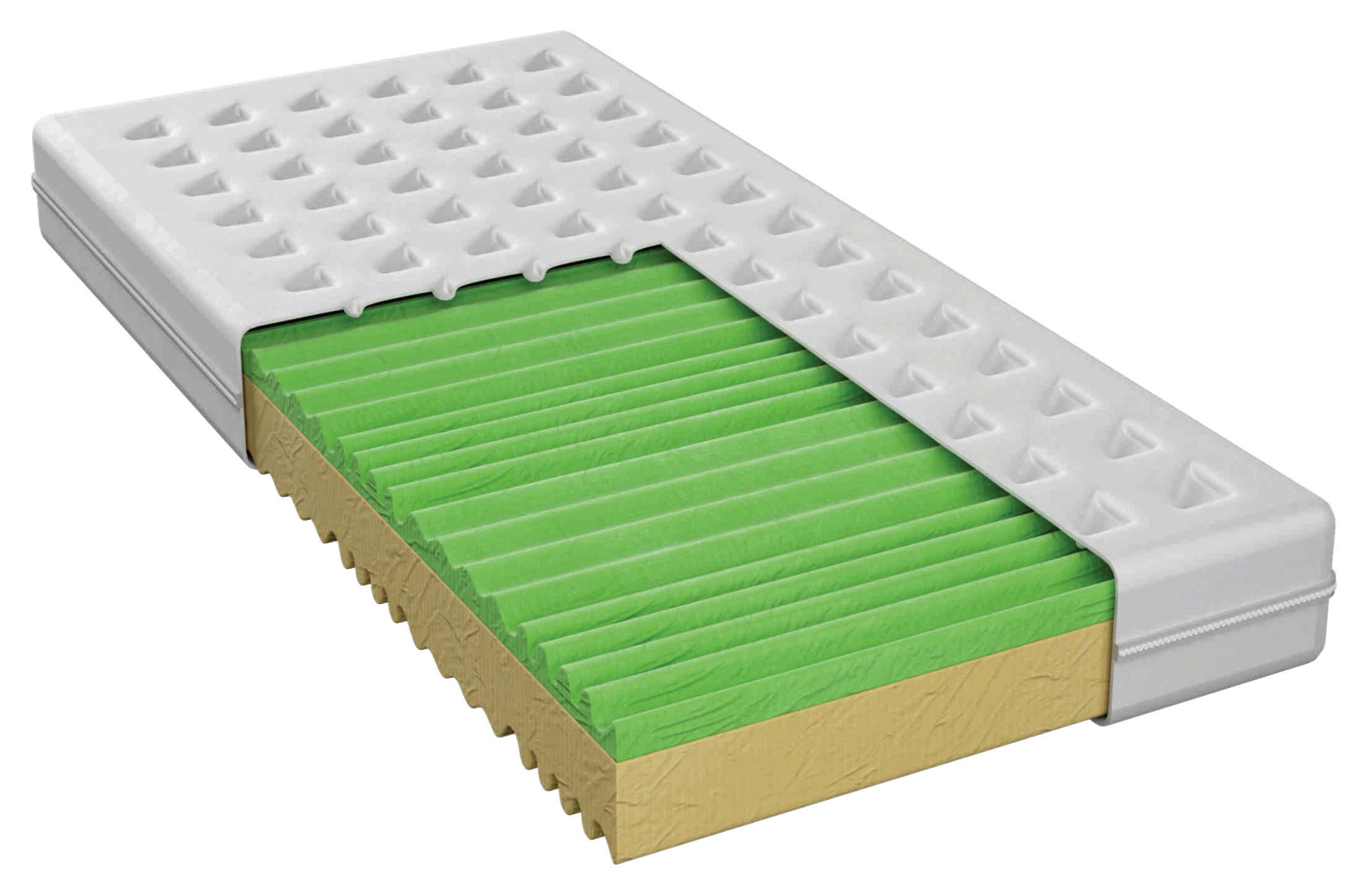 KALTSCHAUMMATRATZE 140/200 cm, Höhe ca.: 18 cm, H2 + H3 = mittel + fest, 7-Zonen - Weiß, Basics, Textil (140/200cm) - Boxxx