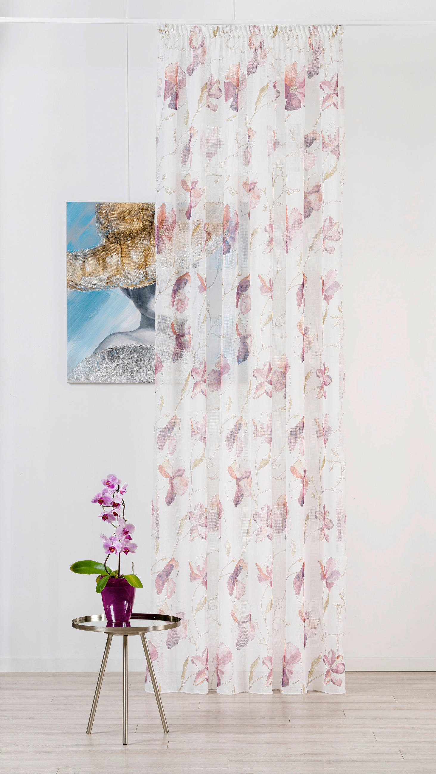 Draperie Confecționată transparent  - lila, Basics, textil (26.5/43/5cm)