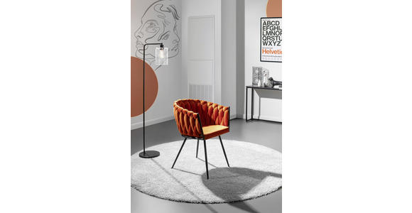 ARMLEHNSTUHL in Aluminium Velours - Schwarz/Orange, LIFESTYLE, Textil/Metall (60/78/55cm) - Landscape