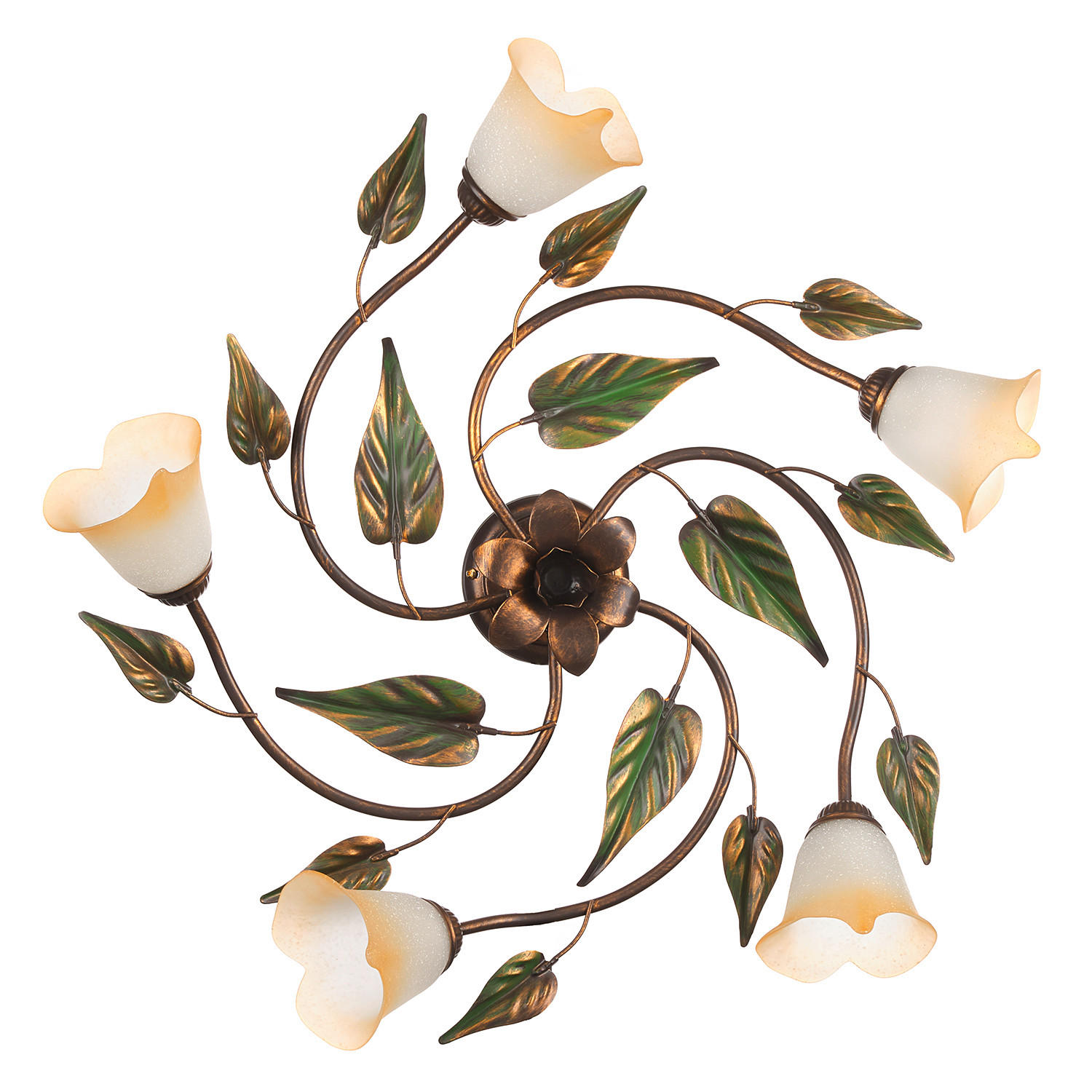 DECKENLEUCHTE 70/20/70 cm   - Bronzefarben/Olivgrün, ROMANTIK / LANDHAUS, Glas/Metall (70/20/70cm)