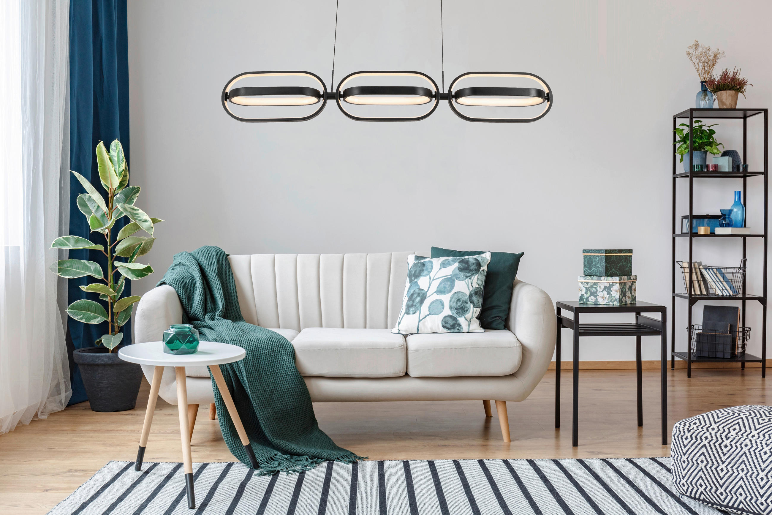 ZÁVESNÉ LED SVIETIDLO, 123/21/250 cm  - čierna, Design, kov/plast (123/21/250cm) - Novel