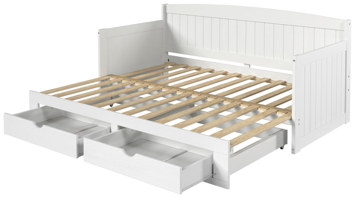 AUSZIEHBETT 200/100-236 cm  in Weiß  - Naturfarben/Weiß, MODERN, Holz/Holzwerkstoff (200/100-236cm) - MID.YOU