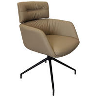 ARMLEHNSTUHL  in Eisen Echtleder pigmentiert  - Taupe/Schwarz, Design, Leder/Metall (62/92/66cm) - Dieter Knoll