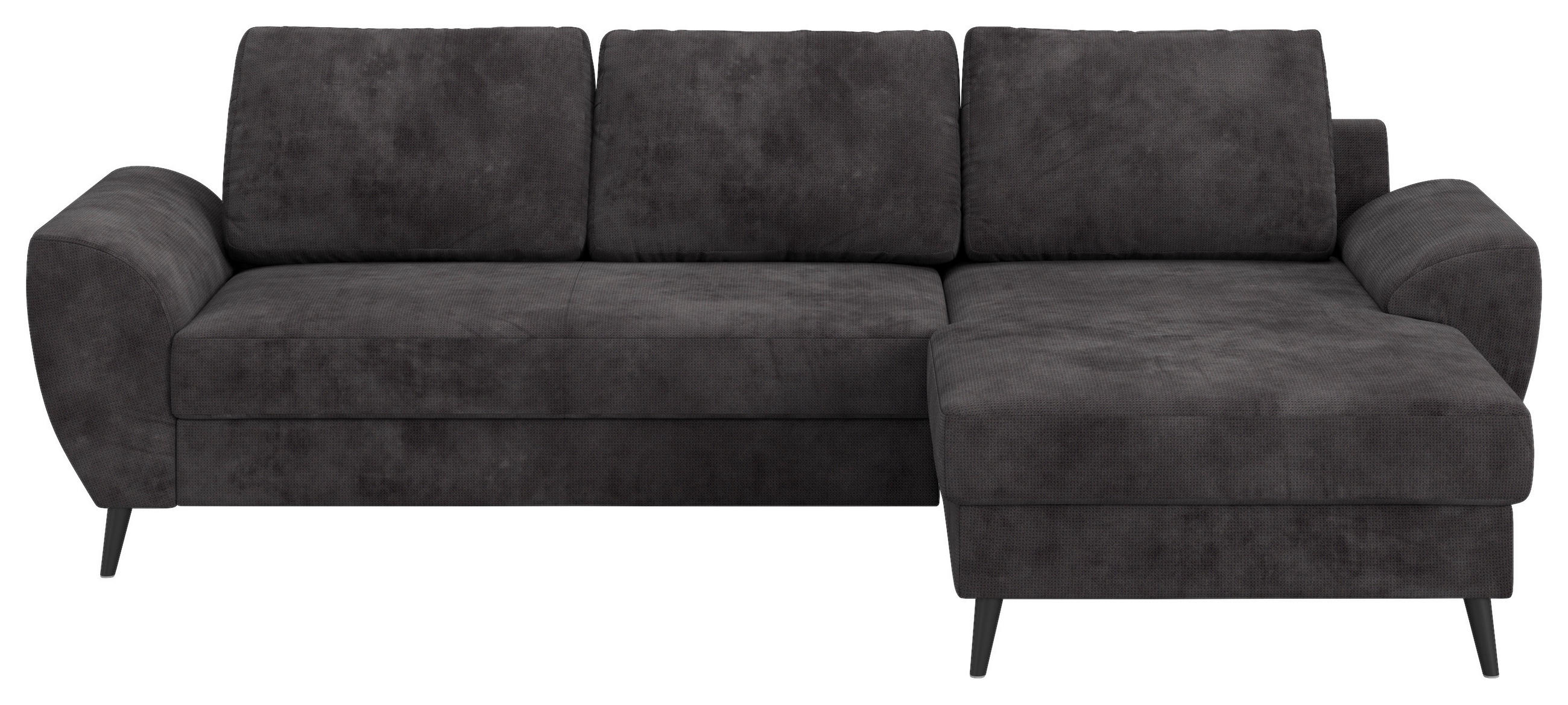 ECKSOFA TERRA Schwarz Chenille Rückenkissen, Bettkasten  - Schwarz, Trend, Textil/Metall (255/154cm) - MID.YOU