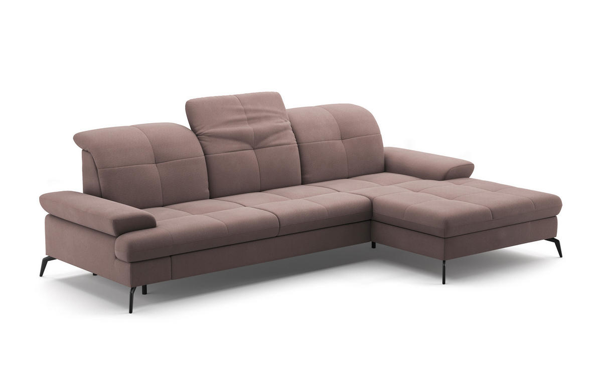 CANAPÉ D'ANGLE in Flachgewebe Taupe  - Taupe/Schwarz, Konventionell, Textil/Metall (279/185cm) - Sit & More