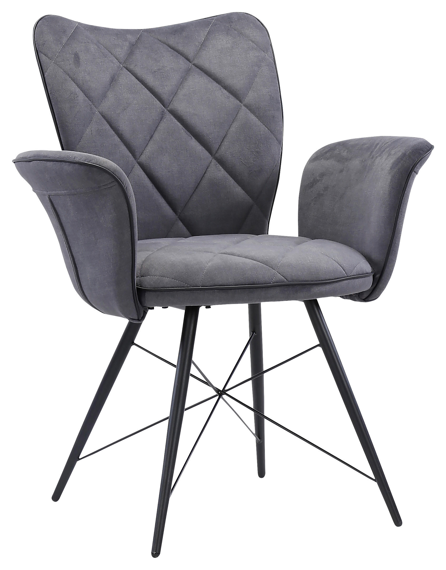 ARMLEHNSTUHL in Webstoff - Schwarz/Grau, Design, Textil/Metall (72/89/62cm) - Hom`in