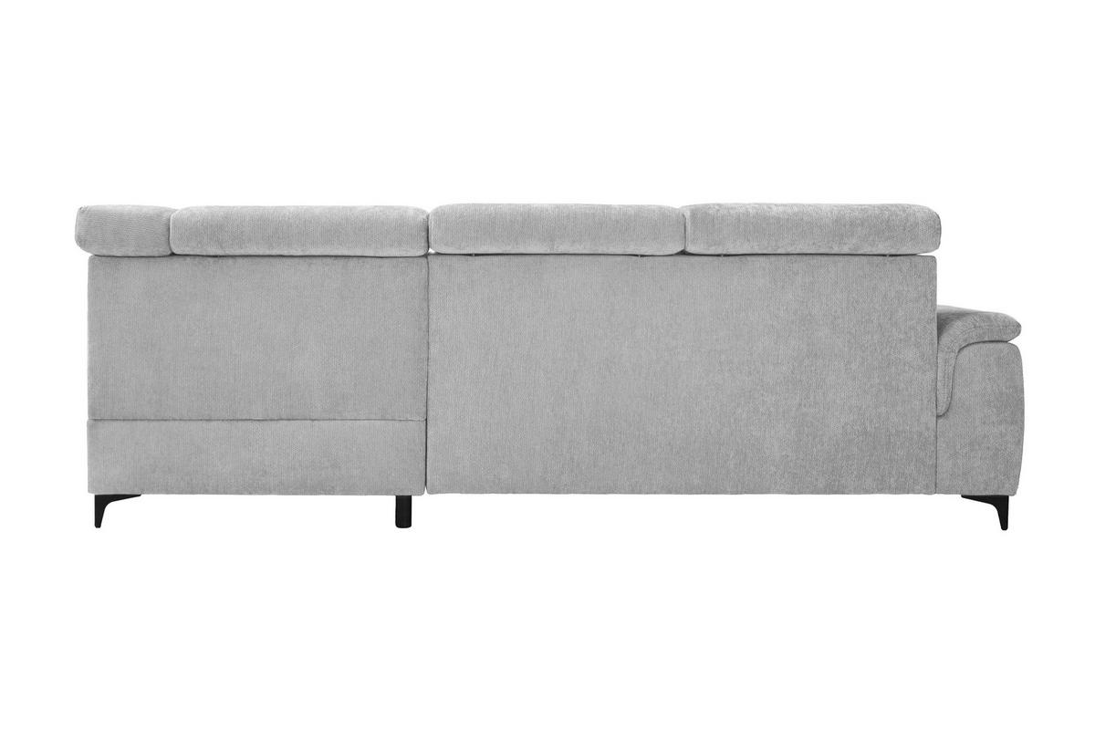ECKSOFA Silberfarben Chenille Bettkasten, Schlaffunktion, Rücken echt, Kopfteilverstellung, Liegefläche im Originalstoff  - Silberfarben/Schwarz, KONVENTIONELL, Textil/Metall (265/206cm) - Carryhome