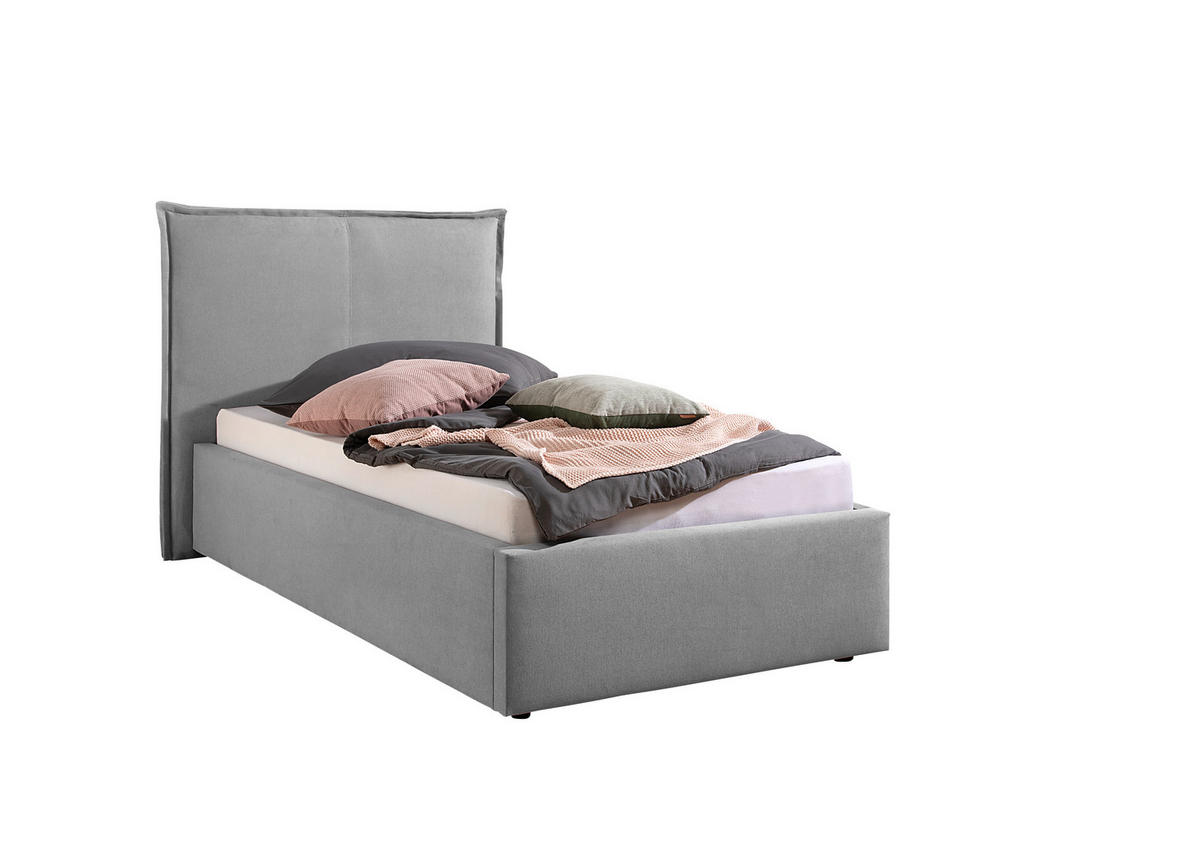 POLSTERBETT 100/200 cm,  in Grau,  - Schwarz/Grau, MODERN, Kunststoff/Textil (100/200cm) - Livetastic