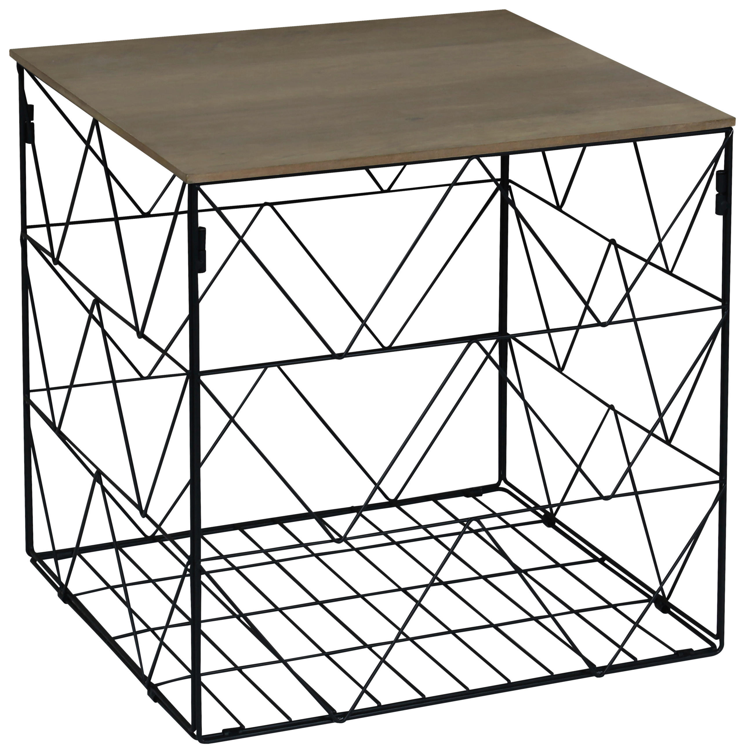 Beistelltisch Mit Metallgerüst Sally Schwarz / Dunkelbraun