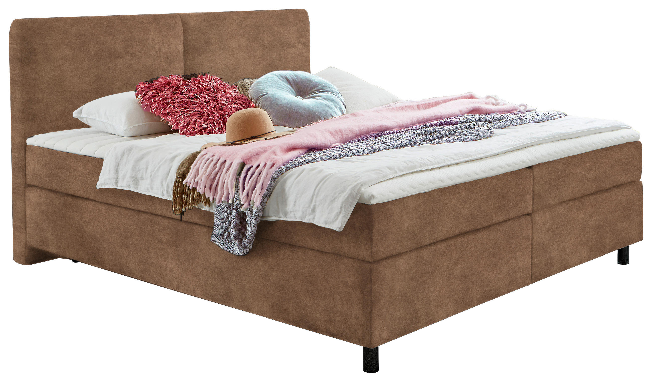 BOXSPRINGBETT 160/200 cm  in Braun  - Schwarz/Braun, Konventionell, Kunststoff/Textil (160/200cm) - Hom`in