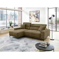 ECKSOFA Cord Olivgrün  - Schwarz/Olivgrün, Basics, Textil/Metall (183/250cm) - Livetastic