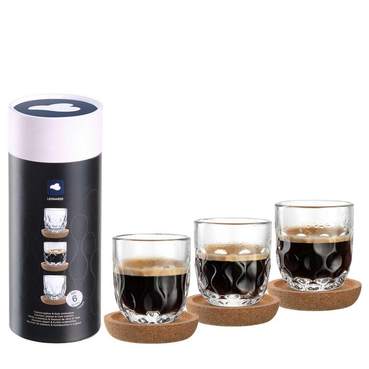 ESPRESSOGLÄSERSET Gocce 6-teilig  - Design, Glas (7,6/20,3/7,6cm) - Leonardo