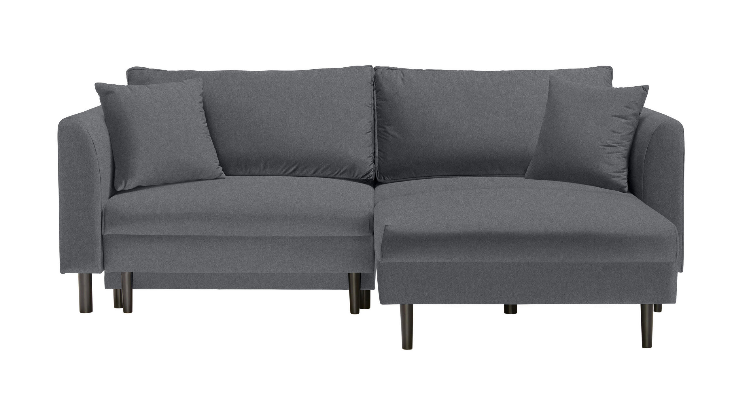 ECKSOFA in Velours Dunkelgrau  235/165 cm  - Dunkelgrau/Schwarz, Design, Holz/Textil (235/165cm) - Ti'me