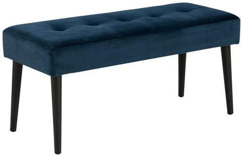 HOCKERBANK 95/45/38 cm Samt Schwarz, Dunkelblau  - Schwarz/Dunkelblau, Trend, Textil/Metall (95/45/38cm) - Livetastic