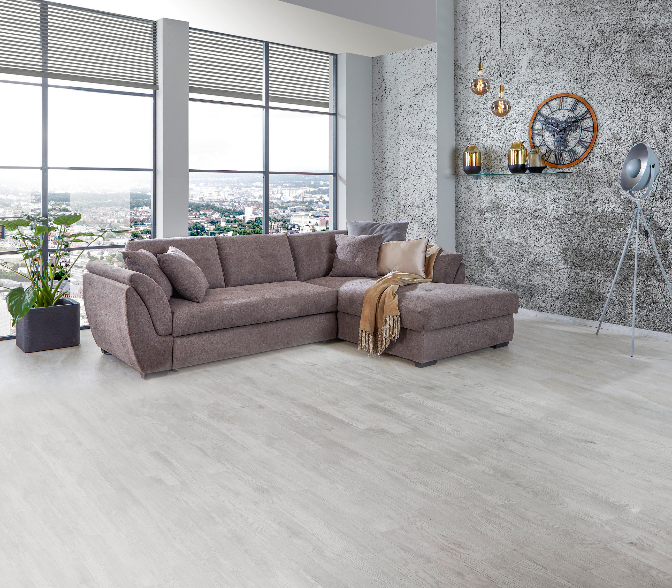 ECKSOFA Braun Webstoff  - Braun, Design, Kunststoff/Textil (278/187cm) - Livetastic