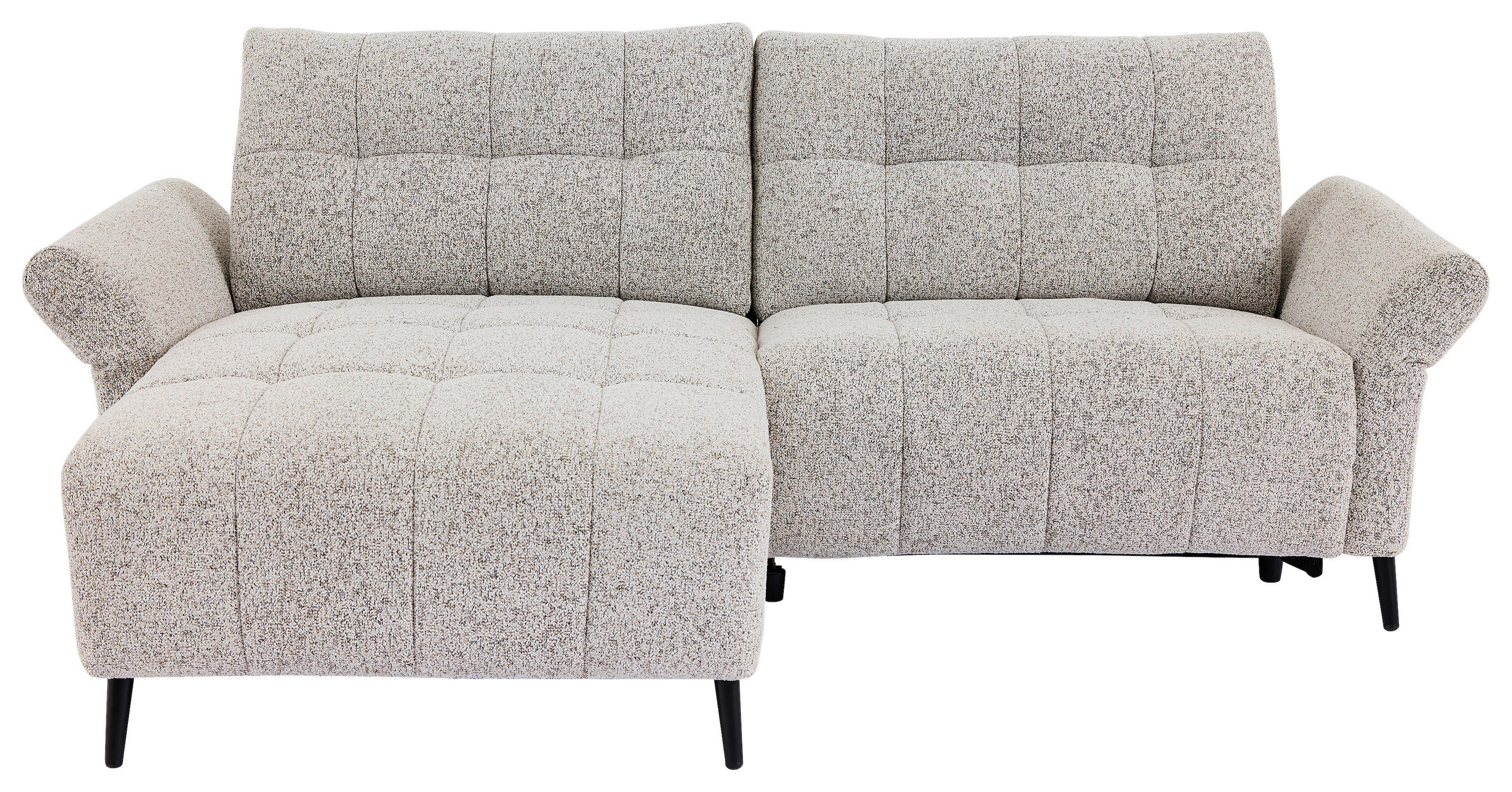 ECKSOFA Grau Webstoff Rücken echt, Armteilverstellung, Relaxfunktion  - Schwarz/Grau, Design, Textil/Metall (156/220cm) - Carryhome