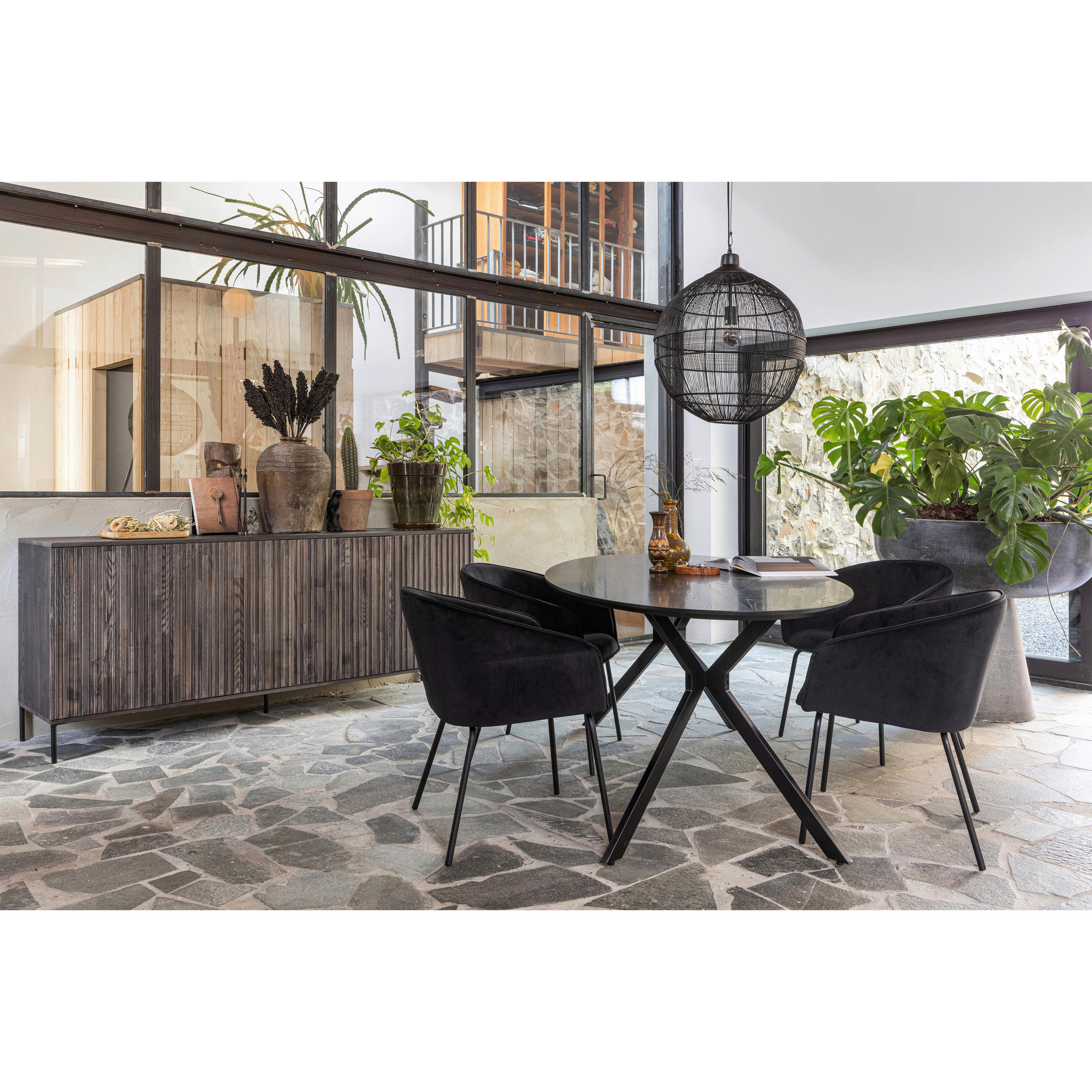 ESSTISCH oval Schwarz  - Schwarz, Design, Holzwerkstoff/Metall (220/100/75cm) - Livetastic