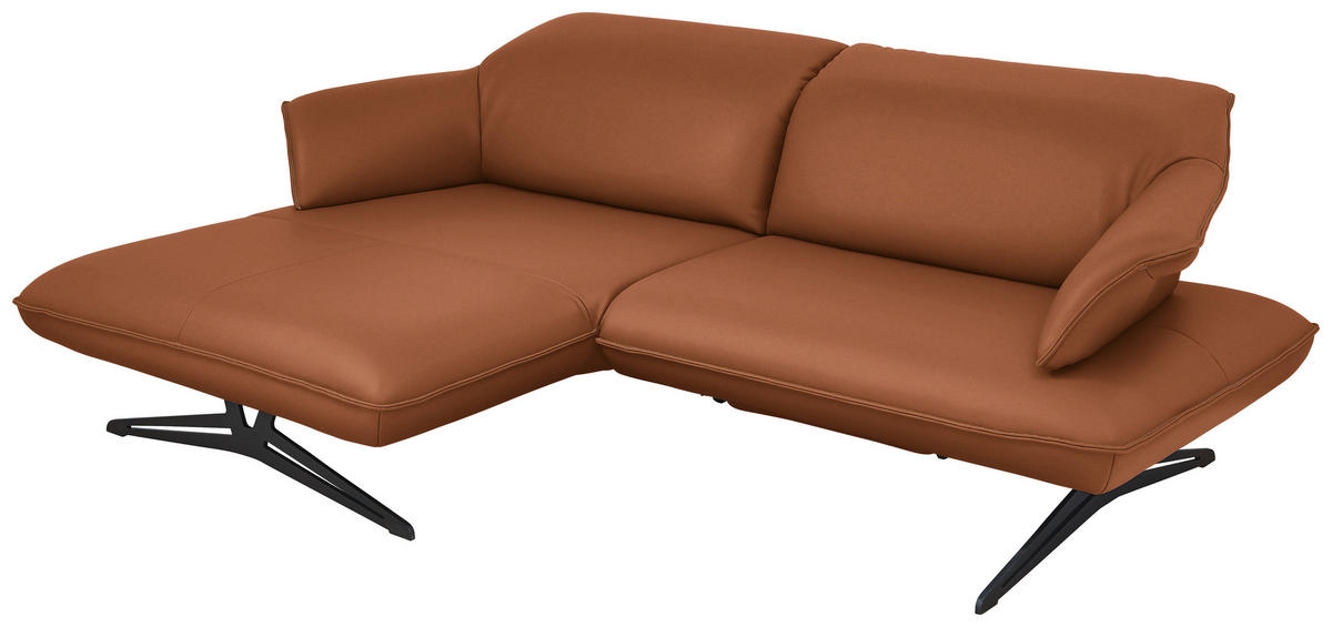 ECKSOFA in Echtleder Cognac  - Cognac/Beige, Design, Leder/Metall (169/252cm) - Koinor