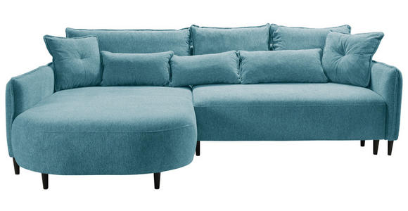 ECKSOFA  in Chenille Blau  200/285 cm  - Blau/Schwarz, MODERN, Textil/Metall (200/285cm) - Carryhome