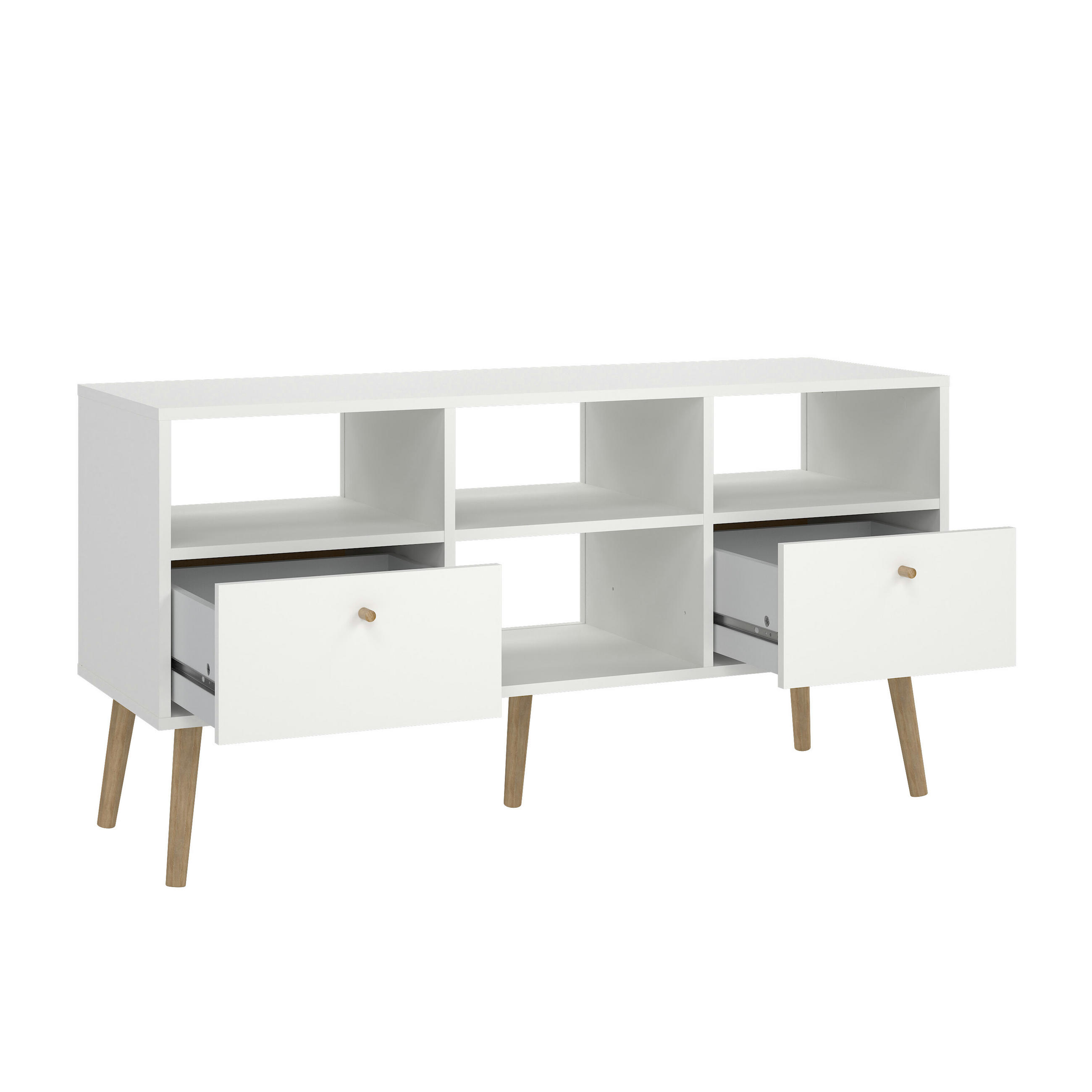 TV-BÄNK i vit, ekfärgad - vit/ekfärgad, Design, trämaterial (117,2/60,8/39,1cm) - Best Price