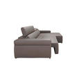 ECKSOFA DUA in Echtleder Grau  293/170 cm  - Chromfarben/Grau, Design, Leder/Metall (293/170cm) - Novel