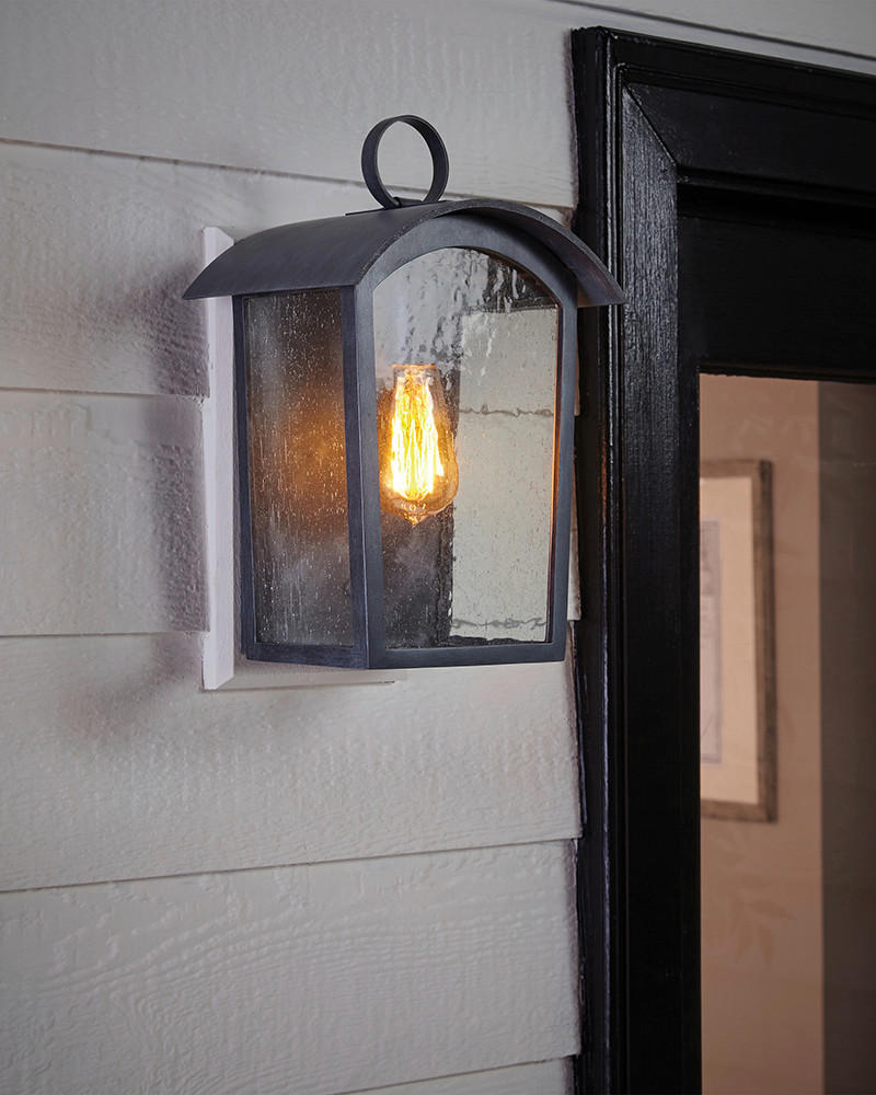 AUSSENWANDLEUCHTE - Schwarz, Konventionell, Glas/Kunststoff (27.2/41.3/19.4cm) - Elstead Lighting