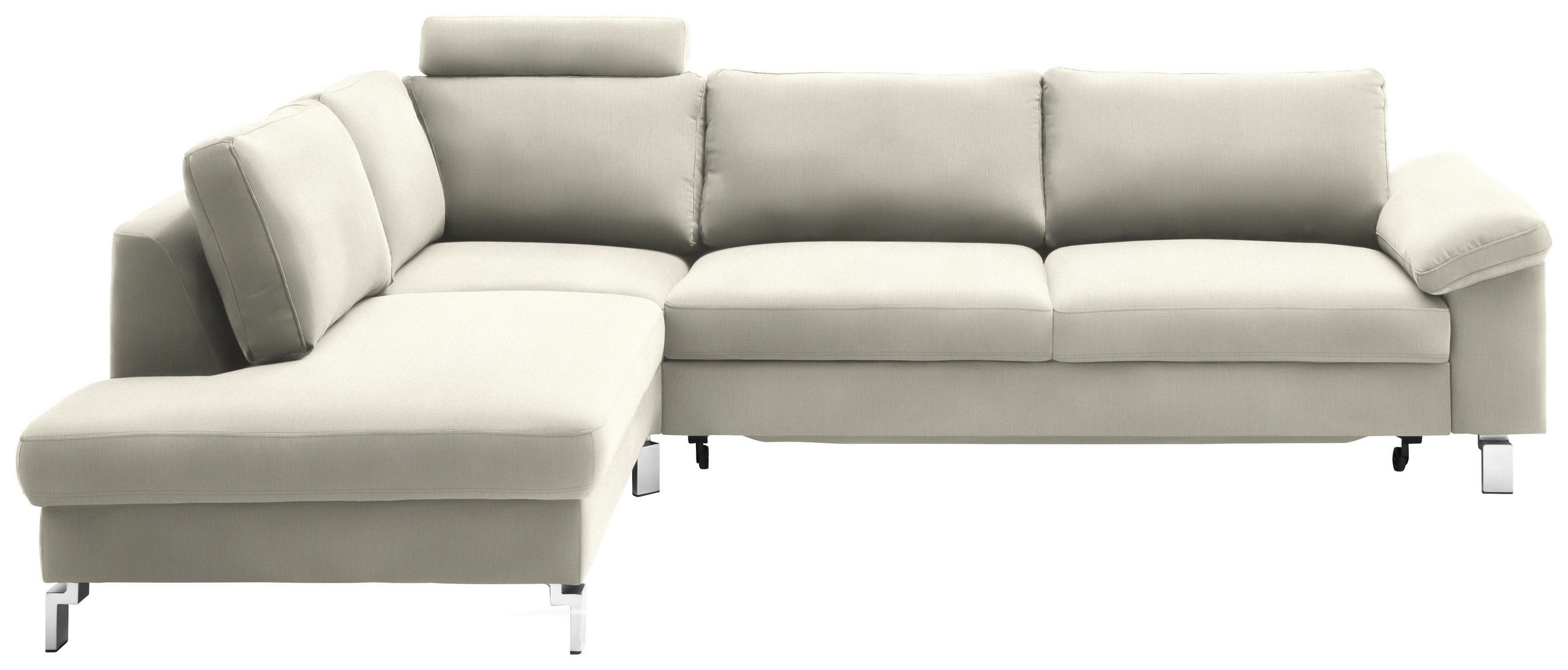 ECKSOFA  in Velours Naturfarben, Beige  200/282 cm  - Chromfarben/Beige, Design, Textil/Metall (200/282cm) - Pure Home Lifestyle