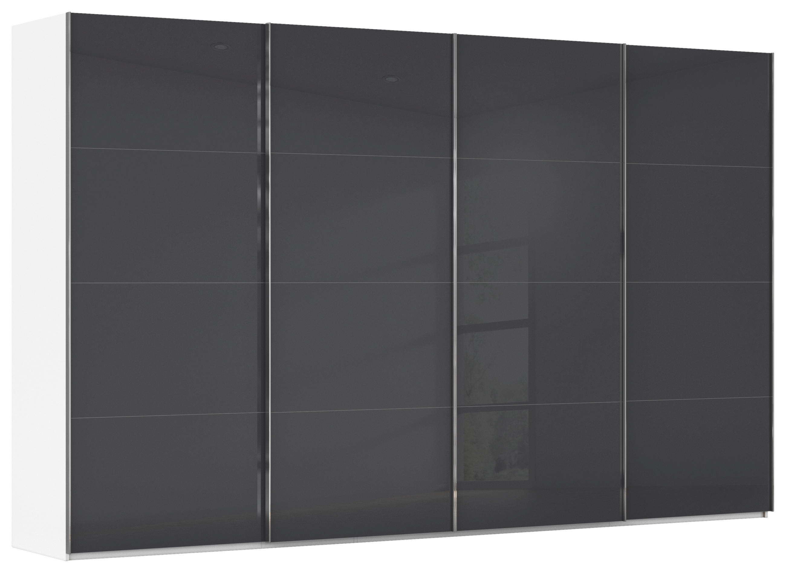 SCHWEBETÜRENSCHRANK 361/223/68 cm 4-türig Schwarz, Weiß  - Chromfarben/Schwarz, Design, Glas/Holzwerkstoff (361/223/68cm) - Novel