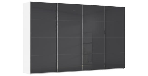 SCHWEBETÜRENSCHRANK  in Schwarz, Weiß  - Chromfarben/Schwarz, Design, Glas/Holzwerkstoff (361/223/68cm) - Novel