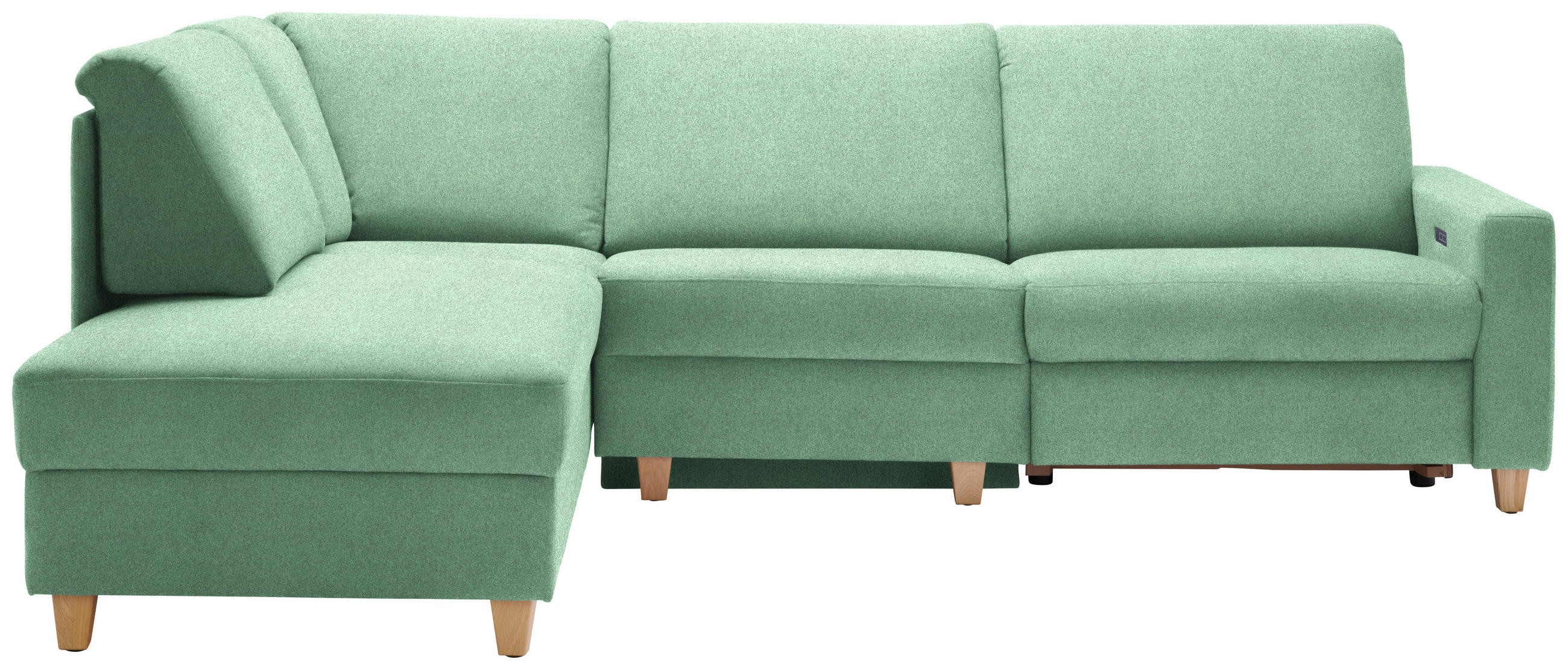 ECKSOFA in Flachgewebe Mintgrün  203/261 cm  - Eichefarben/Mintgrün, KONVENTIONELL, Holz/Textil (203/261cm) - Sedda