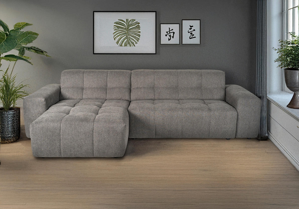 ECKSOFA Dunkelgrau Webstoff  - Dunkelgrau/Schwarz, KONVENTIONELL, Kunststoff/Textil (301/160cm) - Carryhome
