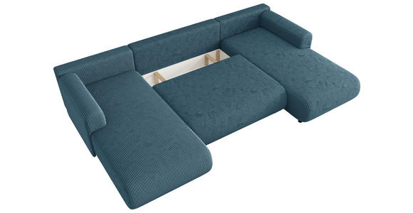 Wohnlandschaft inkl. Funktion Türkis Cord  - Türkis/Schwarz, KONVENTIONELL, Textil (200/360/200cm) - Xora