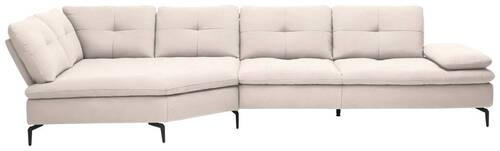 ECKSOFA in Flachgewebe Creme  - Creme/Schwarz, Design, Textil/Metall (159/344cm) - Chilliano