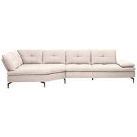 ECKSOFA in Flachgewebe Creme  - Creme/Schwarz, Design, Textil/Metall (159/344cm) - Chilliano