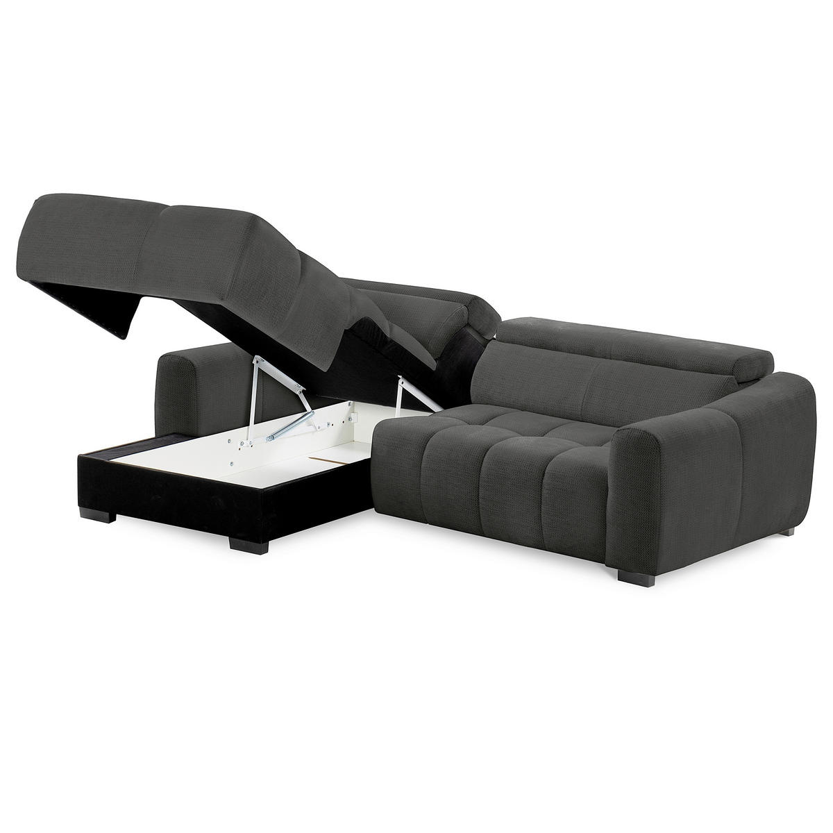 ECKSOFA  Webstoff Schwarz  - Schwarz, Design, Kunststoff/Textil (177/274cm) - Livetastic