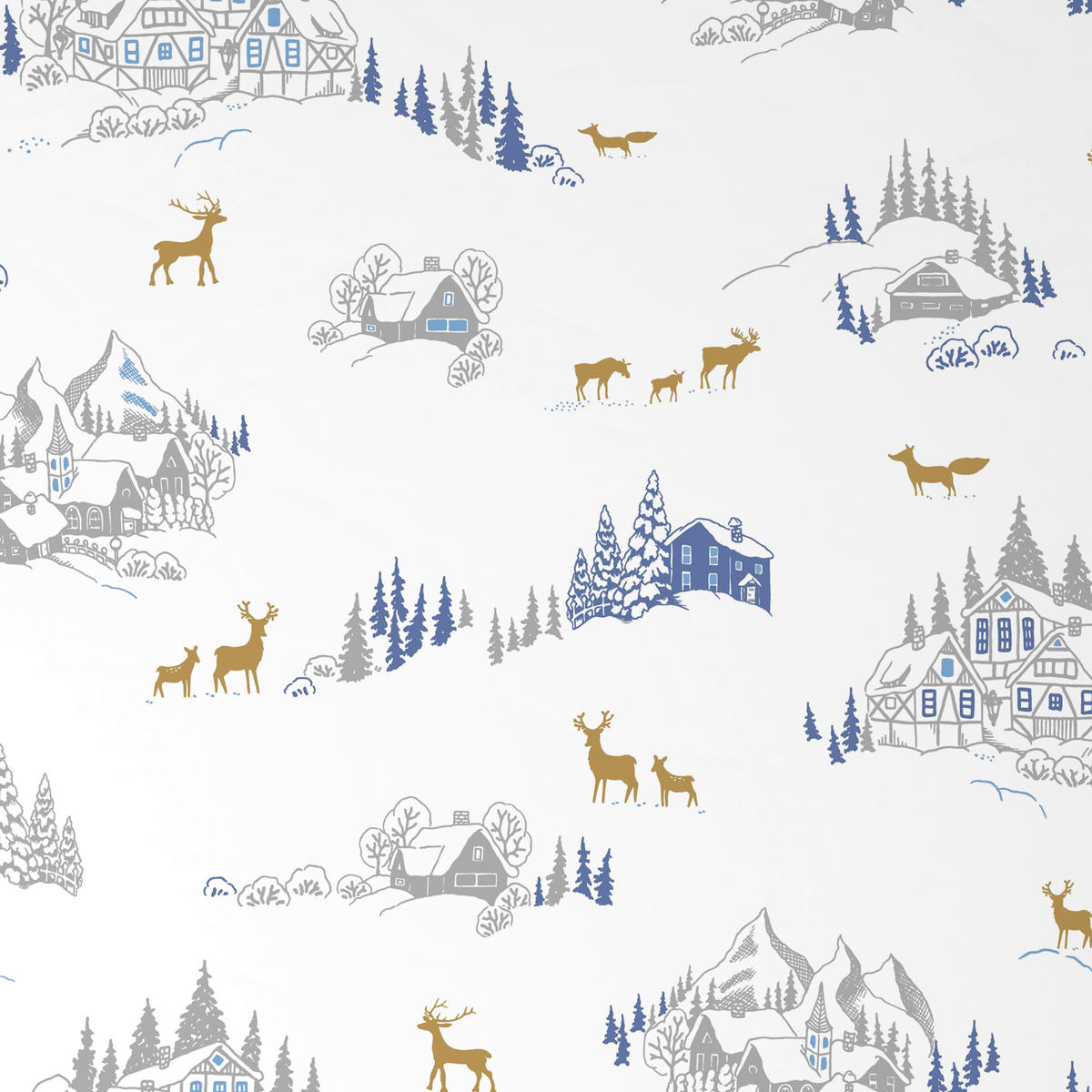 BETTWÄSCHE 2-teilig Flanell 140/200 cm  - Blau/Goldfarben, Design, Textil (140/200cm) - X-Mas