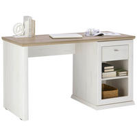 Birou in material pe bază de lemn  - culoare nichel/alb, Lifestyle, metal/material pe bază de lemn (135/59/76cm) - Hom`in