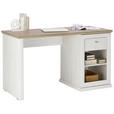 SCHREIBTISCH 135/59/76 cm  in Grau, Weiß  - Weiß/Grau, LIFESTYLE, Holzwerkstoff/Metall (135/59/76cm) - Hom`in