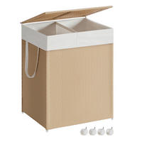 WÄSCHEKORB - Beige/Weiß, Trend, Textil/Metall (46,5/65/37,5cm) - Boxxx