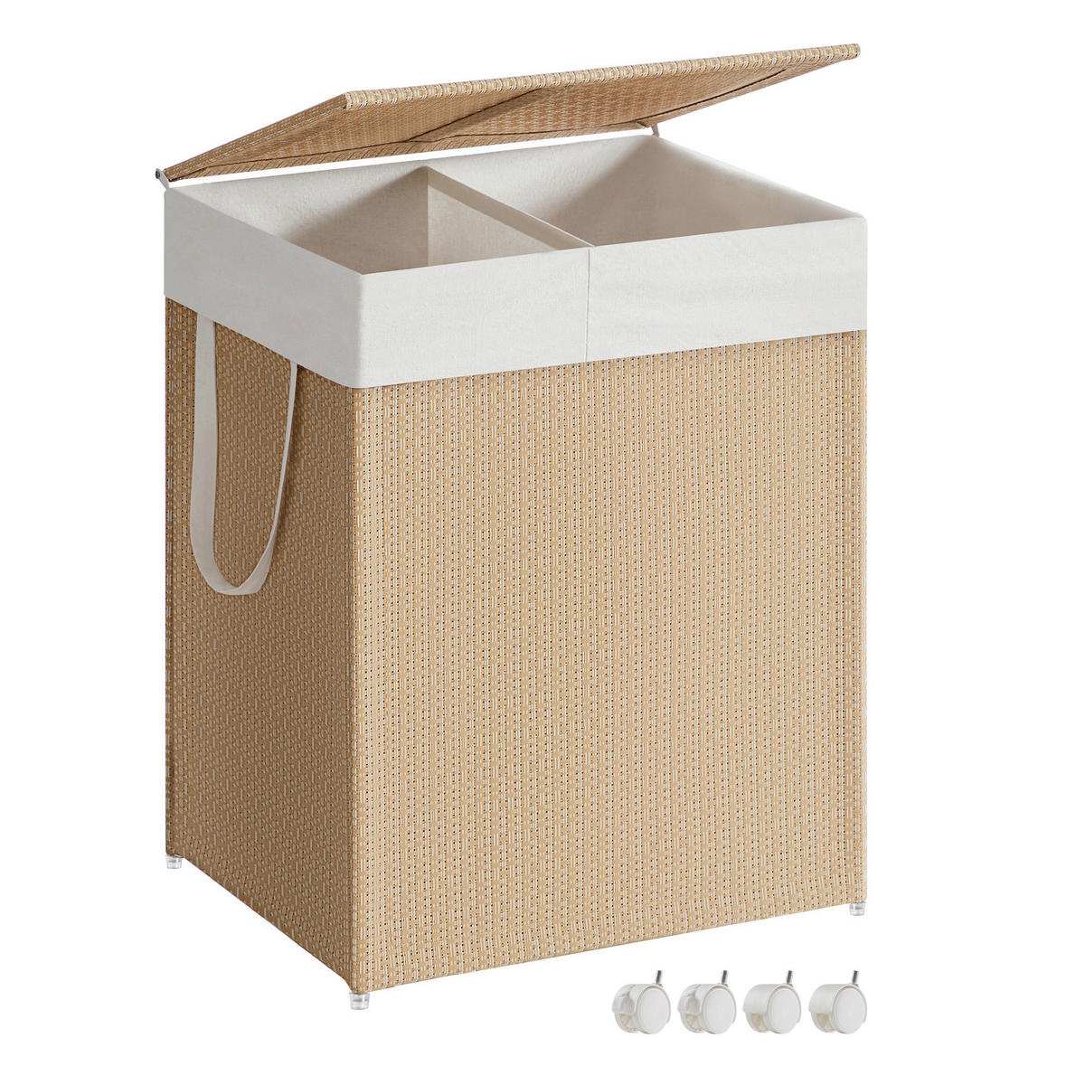 WÄSCHEKORB - Beige/Weiß, Trend, Textil/Metall (46,5/65/37,5cm) - Boxxx