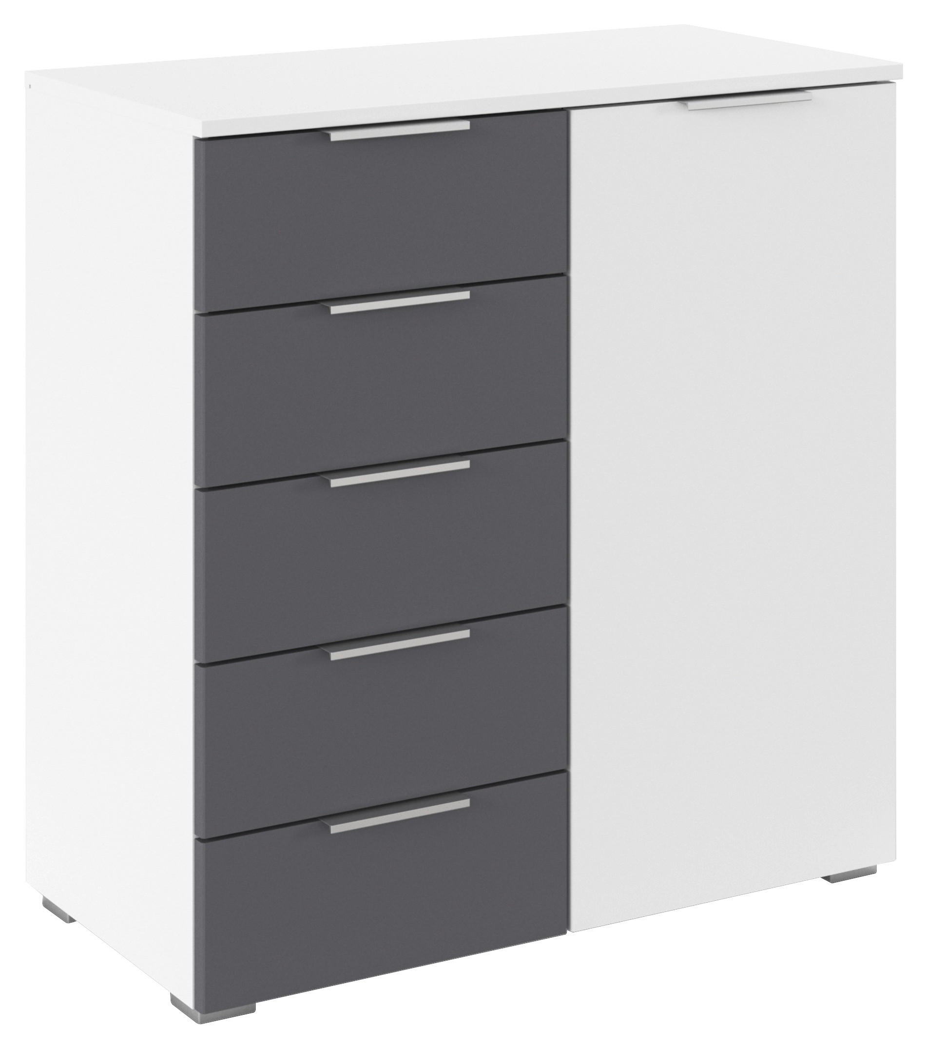 KOMMODE , 80/84/40 cm, 5 Schublade(n)  - Dunkelgrau/Silberfarben, MODERN, Holzwerkstoff/Metall (80/84/40cm) - Rauch Möbel