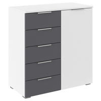KOMMODE , 80/84/40 cm, 5 Schublade(n)  - Dunkelgrau/Silberfarben, MODERN, Holzwerkstoff/Metall (80/84/40cm) - Rauch Möbel
