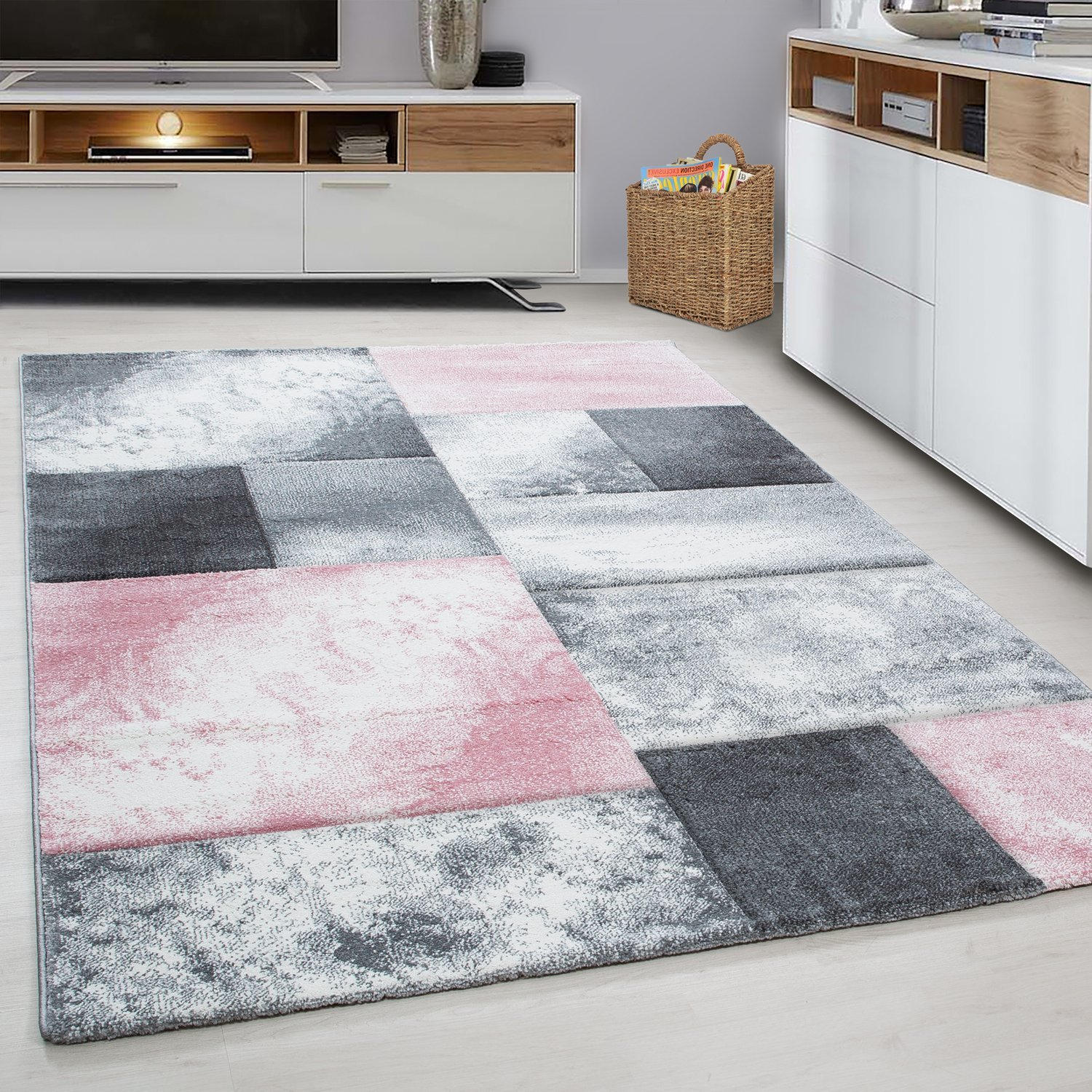 VÄVD MATTA 80/150 cm Hawaii 1710  - pink, Klassisk, textil (80/150cm) - Novel