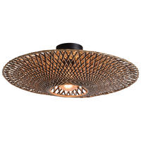 STROPNÍ SVÍTIDLO, 60/15 cm  - černá/světle hnědá, Natur, kov/přírodní materiály (60/15cm) - Good & Mojo