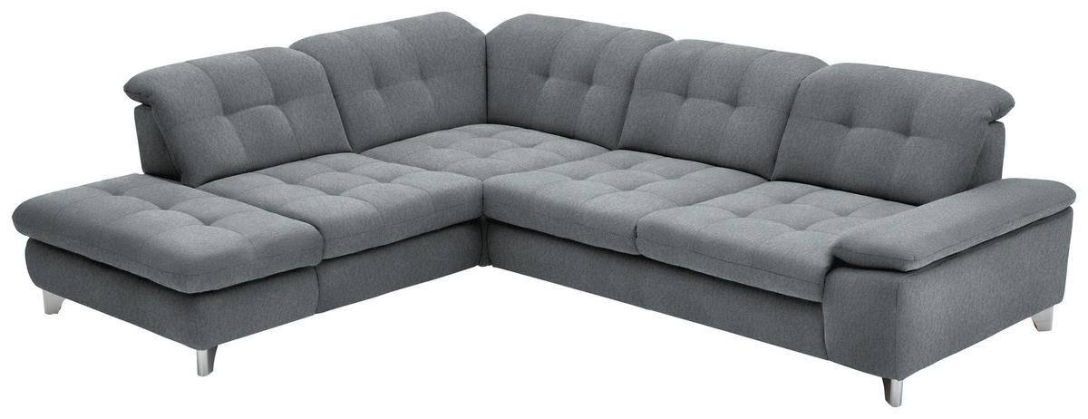 ECKSOFA in Chenille Blaugrau  - Chromfarben/Blaugrau, Design, Textil/Metall (260/310cm) - Beldomo Speed