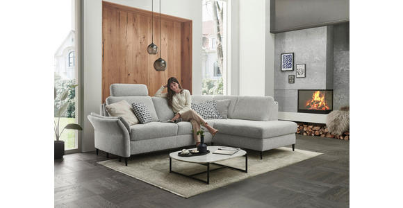 ECKSOFA  in Webstoff Ecru  - Ecru/Schwarz, KONVENTIONELL, Textil/Metall (277/201cm) - Dieter Knoll