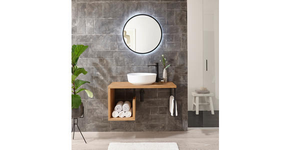 WASCHBECKENUNTERSCHRANK 90/45/47 cm  - Eichefarben/Schwarz, Natur, Holz/Metall (90/45/47cm) - Linea Natura