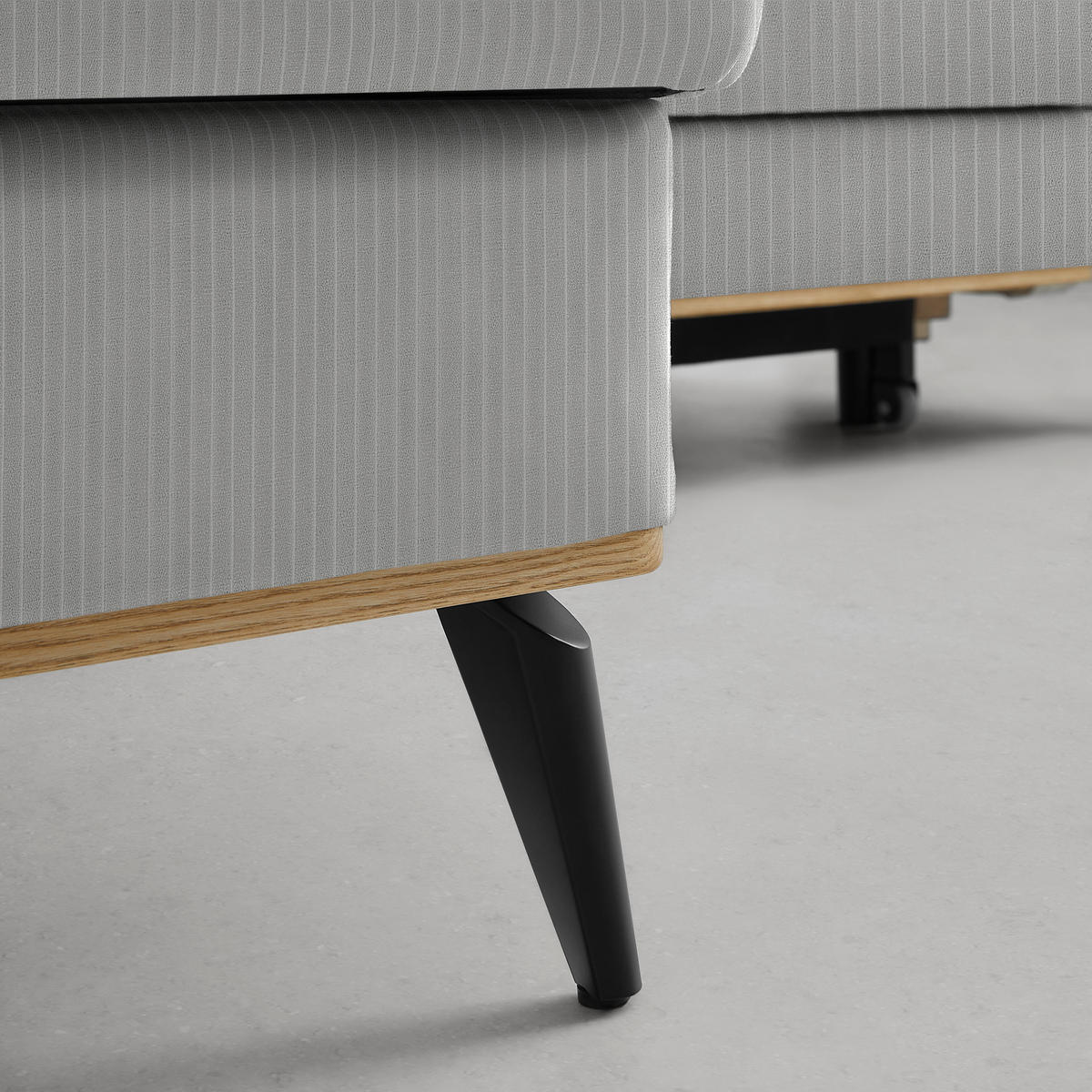 ECKSOFA Chenille, Cord Grau  - Schwarz/Grau, Konventionell, Holz/Textil (167/87/234cm) - MID.YOU